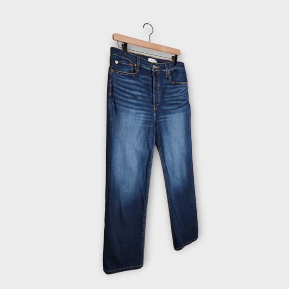 RE/DONE High Rise Stove Pipe Jean Deep Faded Blue Women's Size 30 - Picture 2 of 5
